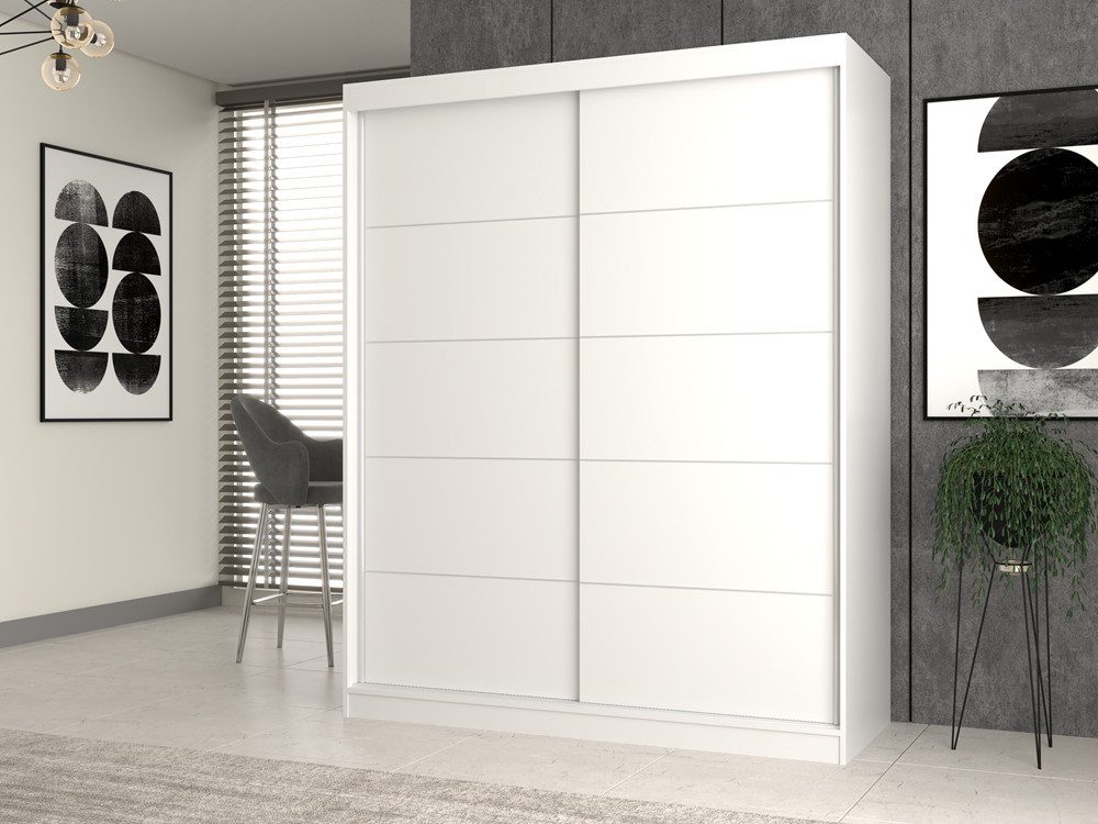Raumhirsch Furniture Kleiderschrank Schrank, Kleiderschrank, Schiebetürenschrank (Maße 160 x 61 x 200 cm (viele Farbvarianten, stabil) Schiebetüren, Viel Stauraum, 6 Einlegeböden