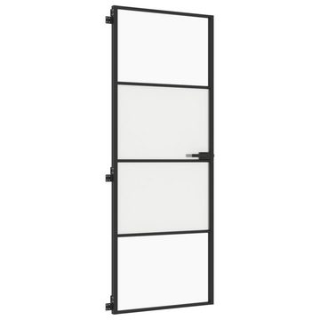 vidaXL Haustür Zimmertür Glastür Innentür Schlank Schwarz 76x201,5 cm Hartglas und Al