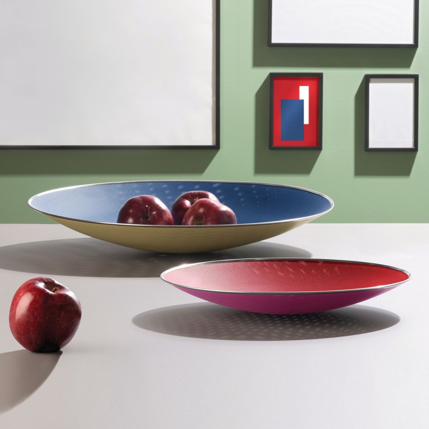 Alessi Obstschale Cohncave Rot 33 cm, Epoxidharzbeschichteter Stahl