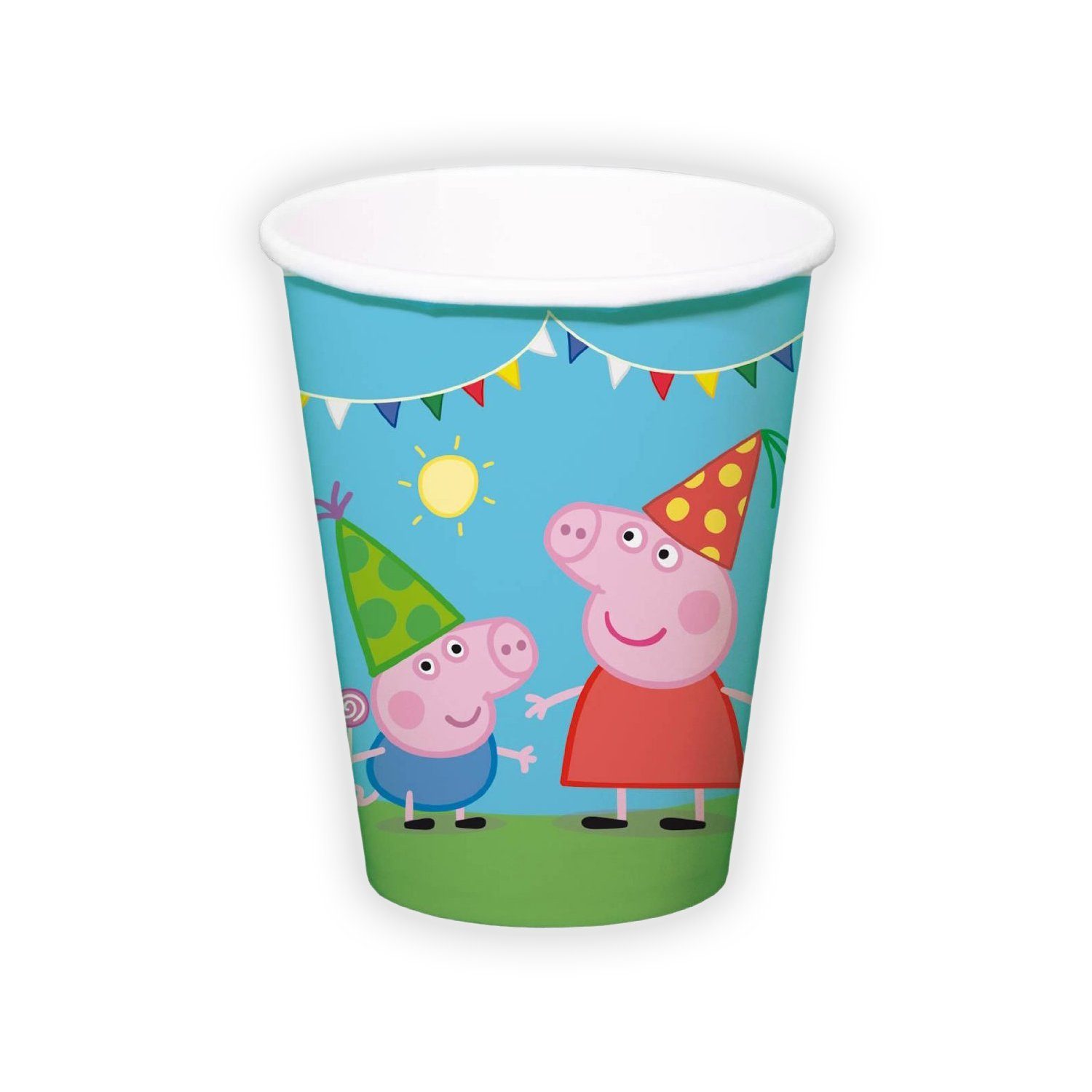 Folat Einweggläser 8 Peppa Wutz Trinkbecher, Papier, Partydeko für Deine Peppa Wutz-Mottoparty zum Geburtstag!