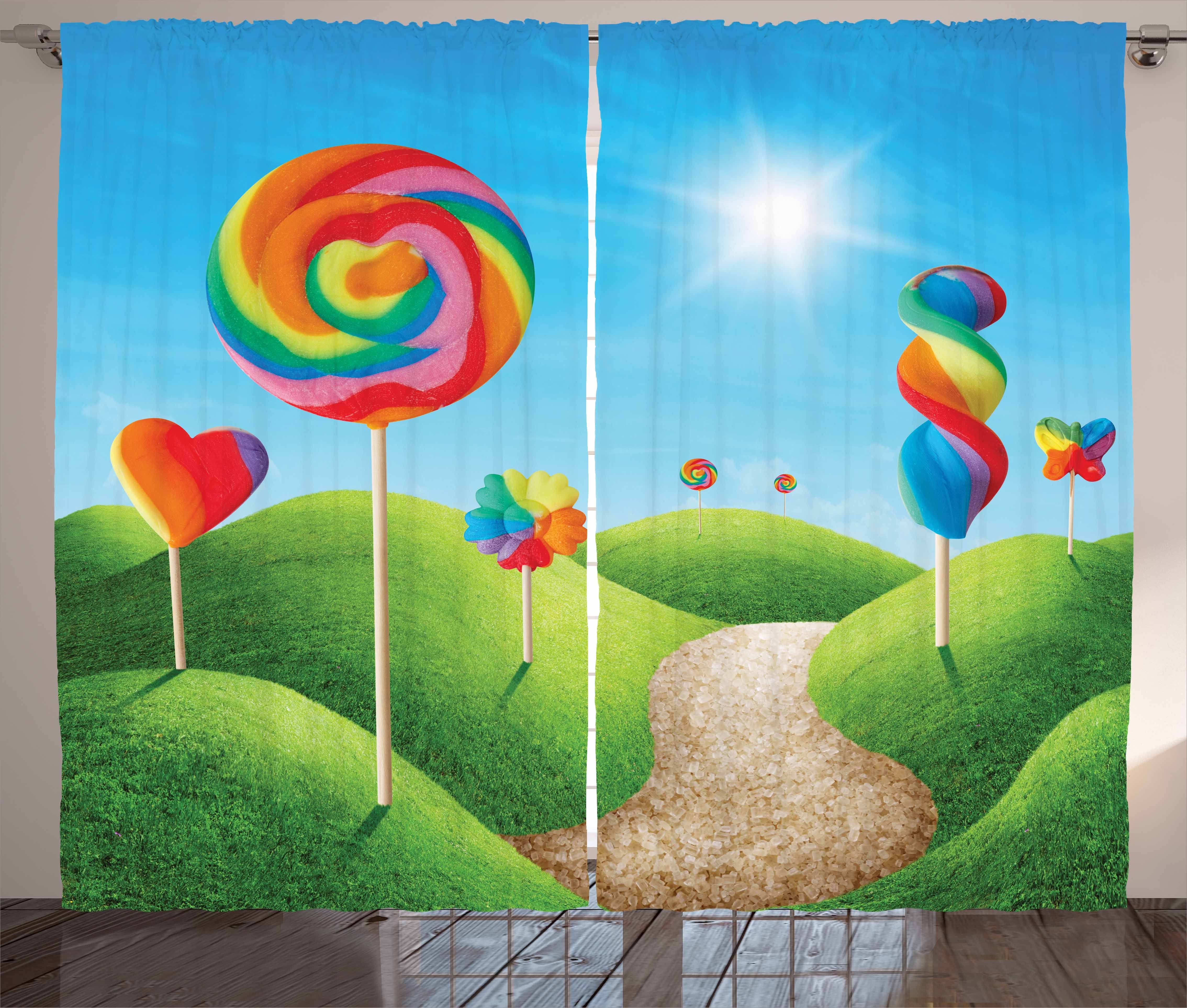 Kräuselband Lollipops Abakuhaus, Gardine Haken, Schlaufen Schlafzimmer Land Vorhang mit Candy und Fantasie