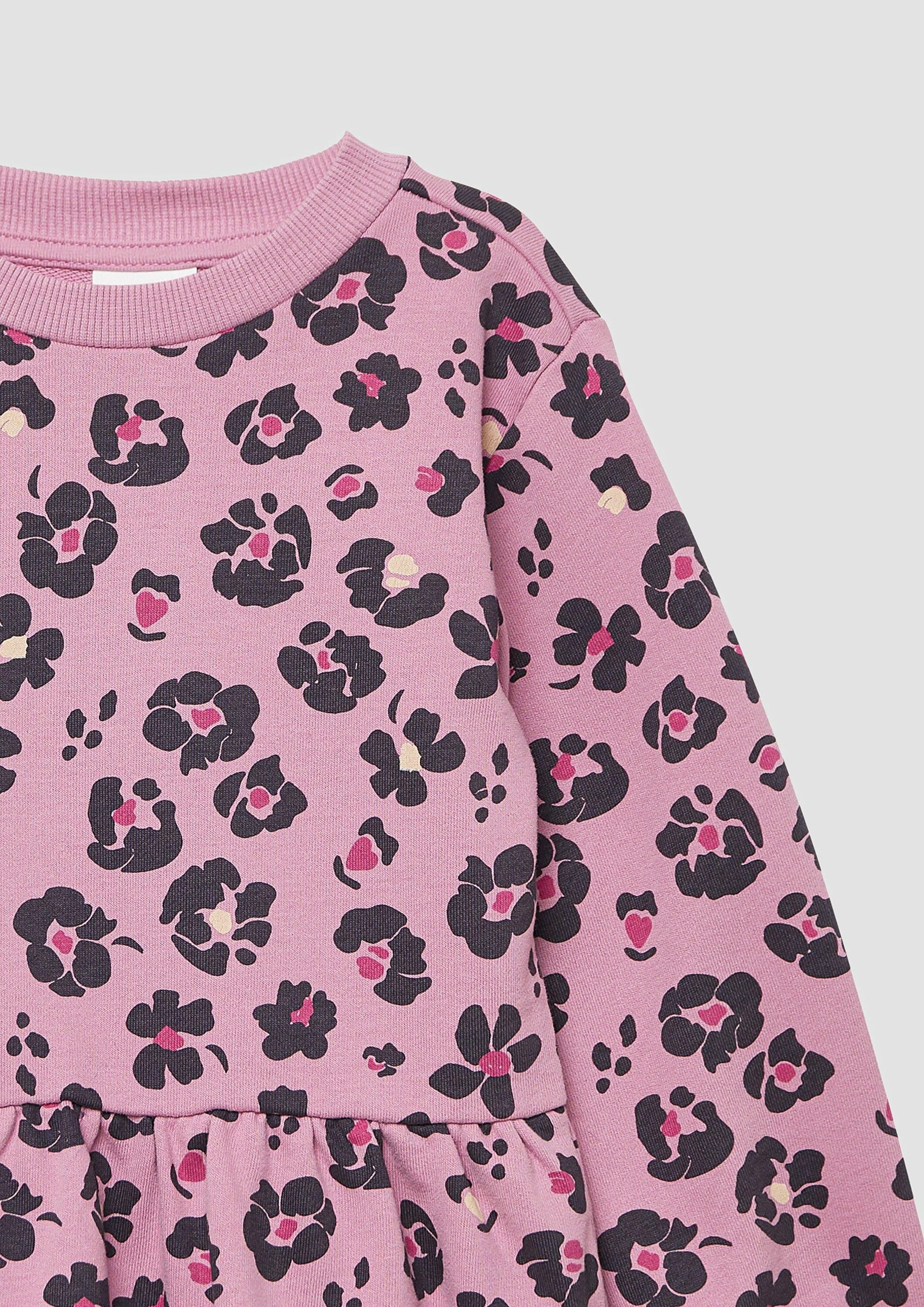 s.Oliver Minikleid Kleid Kurzes Sweatkleid aus Baumwollmix mit All-over-Print – Bild 4 von 4