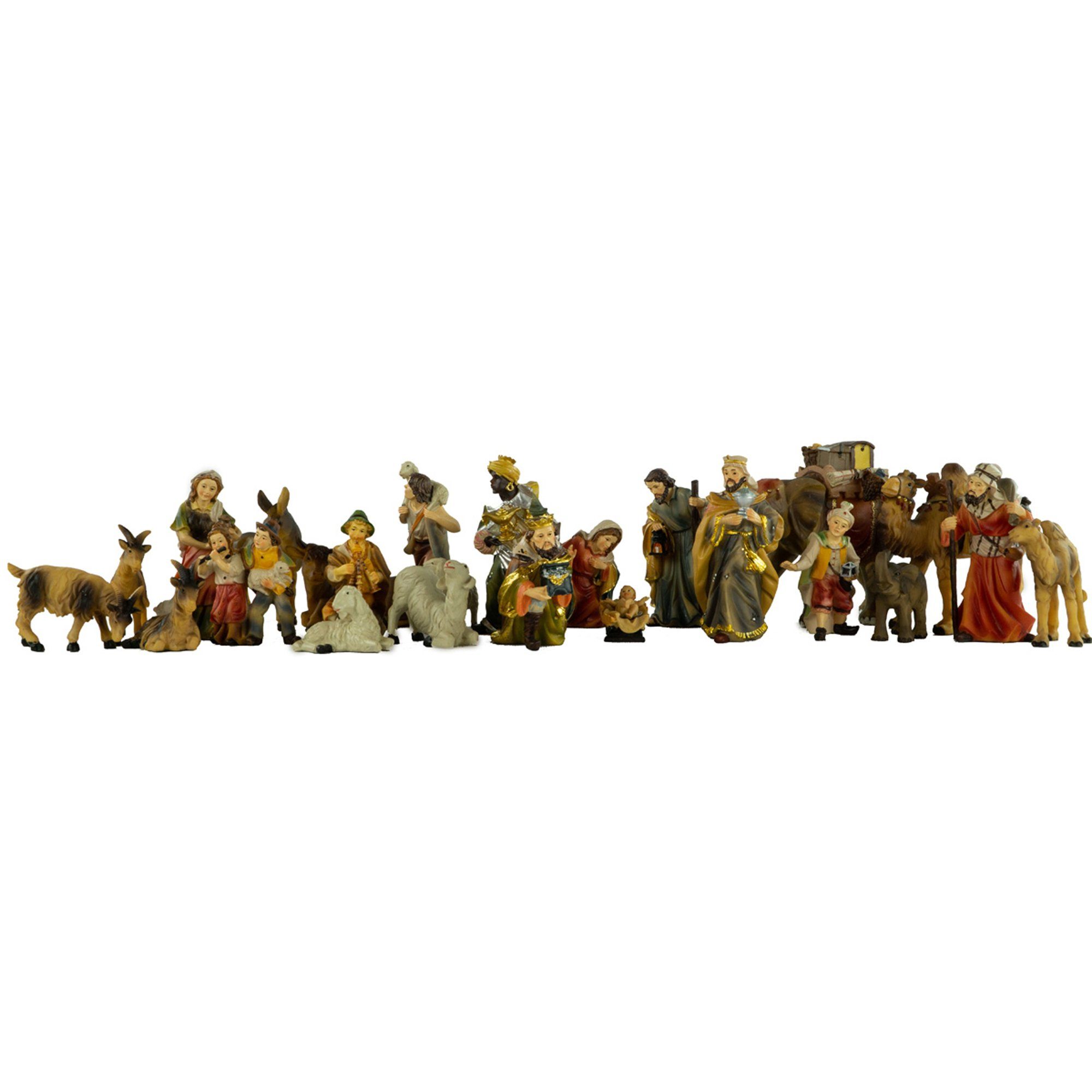 dekoprojekt Krippenfigur Krippenfiguren 24-tlg., ca. 11 cm, K 002 (Set, 24 St., 24-tlg), handbemalte Krippenfiguren