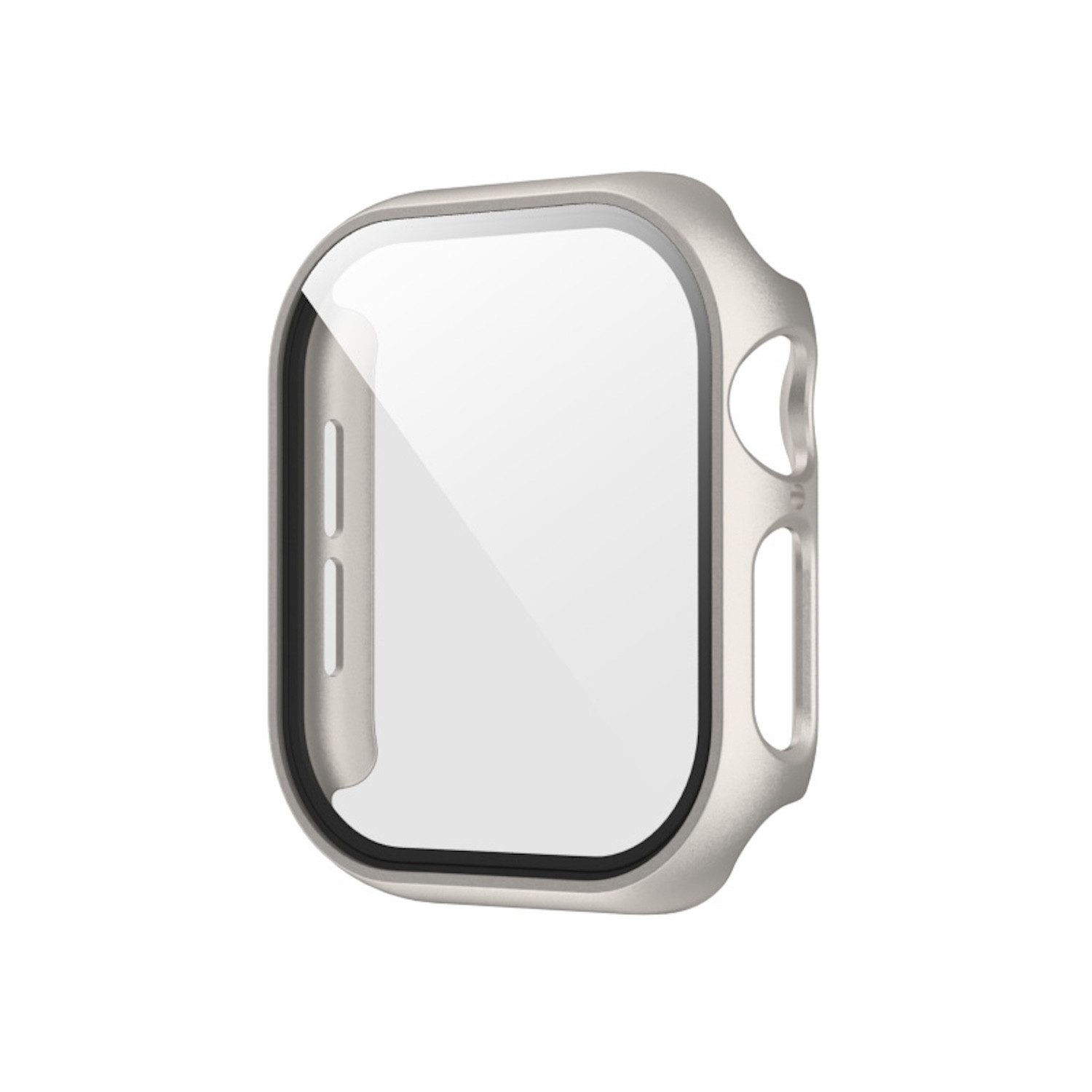 Wigento Smartwatch-Hülle Für Apple Watch Series 11 / 10 42mm Kunststoff Hülle + H9 Glas Titan, Schutzhülle aus PC + gehärtetem Glas für Rundumschutz