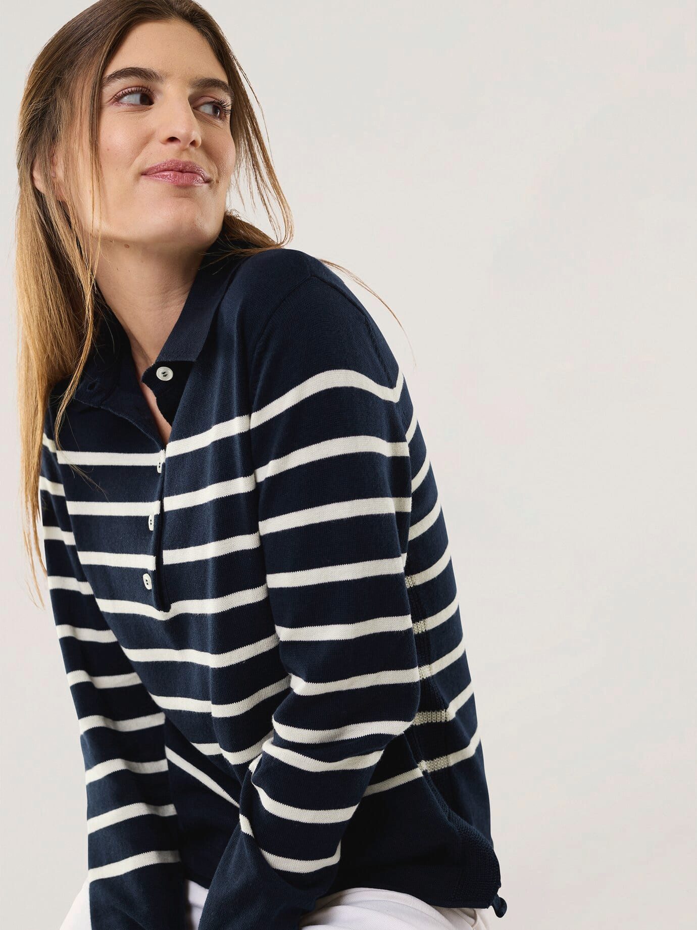 Walbusch Polokragenpullover Damen Polokragenpullover mit Seide Langarm Baumwoll-Seiden-Mix, pflegeleicht, atmungsaktiv, feiner Glanz
