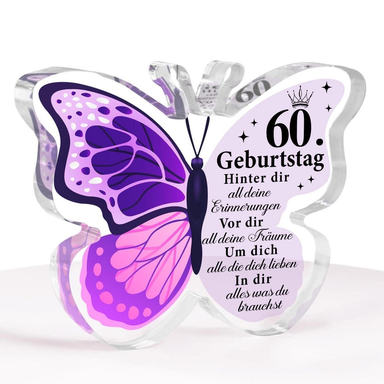 LuxusKollektion Metallschild Acryl Plakette Schmetterling 60. Geburtstag Geschenk