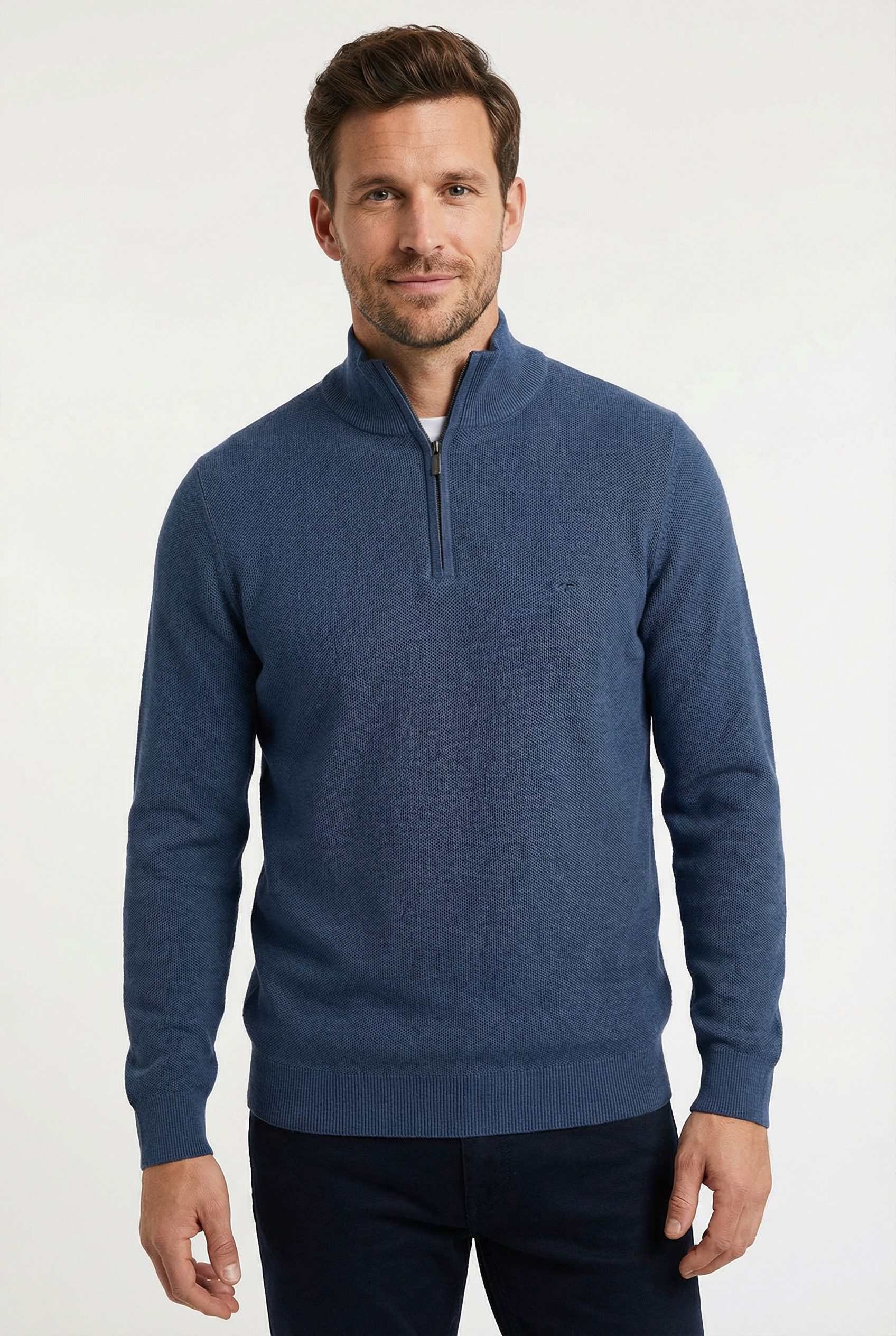FYNCH-HATTON Troyer aus reiner Baumwolle, mit Logo-Stickerei, Regular Fit
