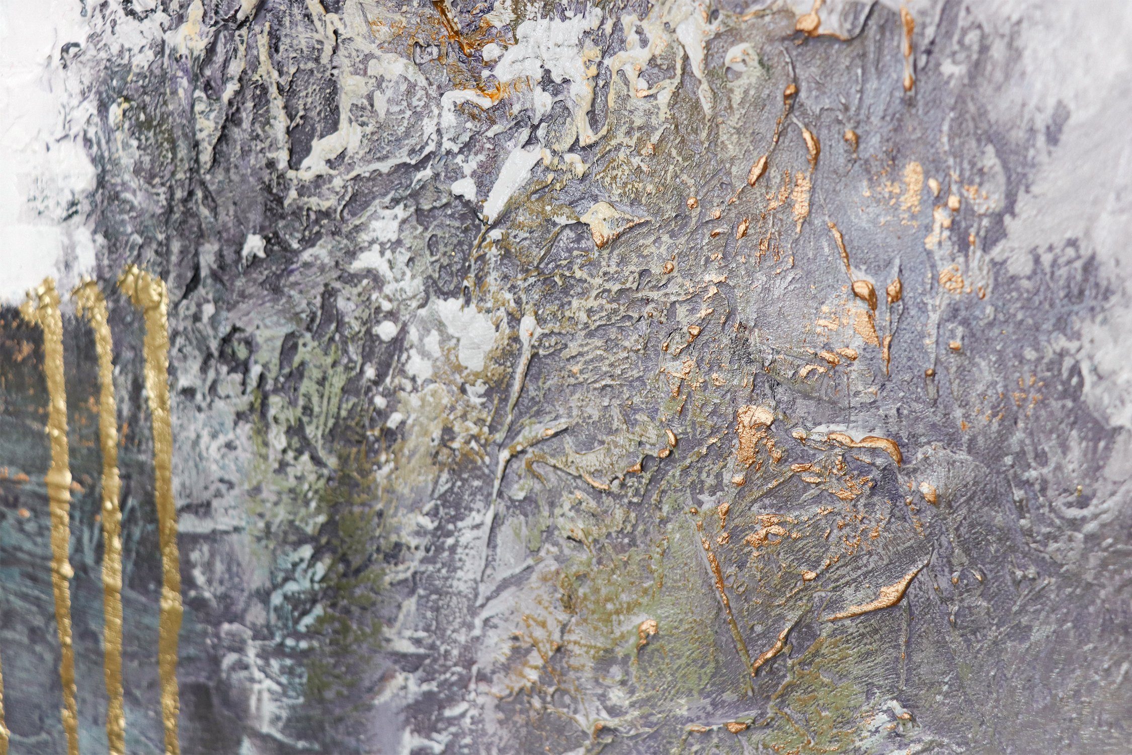 YS-Art Gemälde Fragmente, Abstrakt, Abstraktes auf Leinwand Bild Handgemalt Blau Weiß Gold