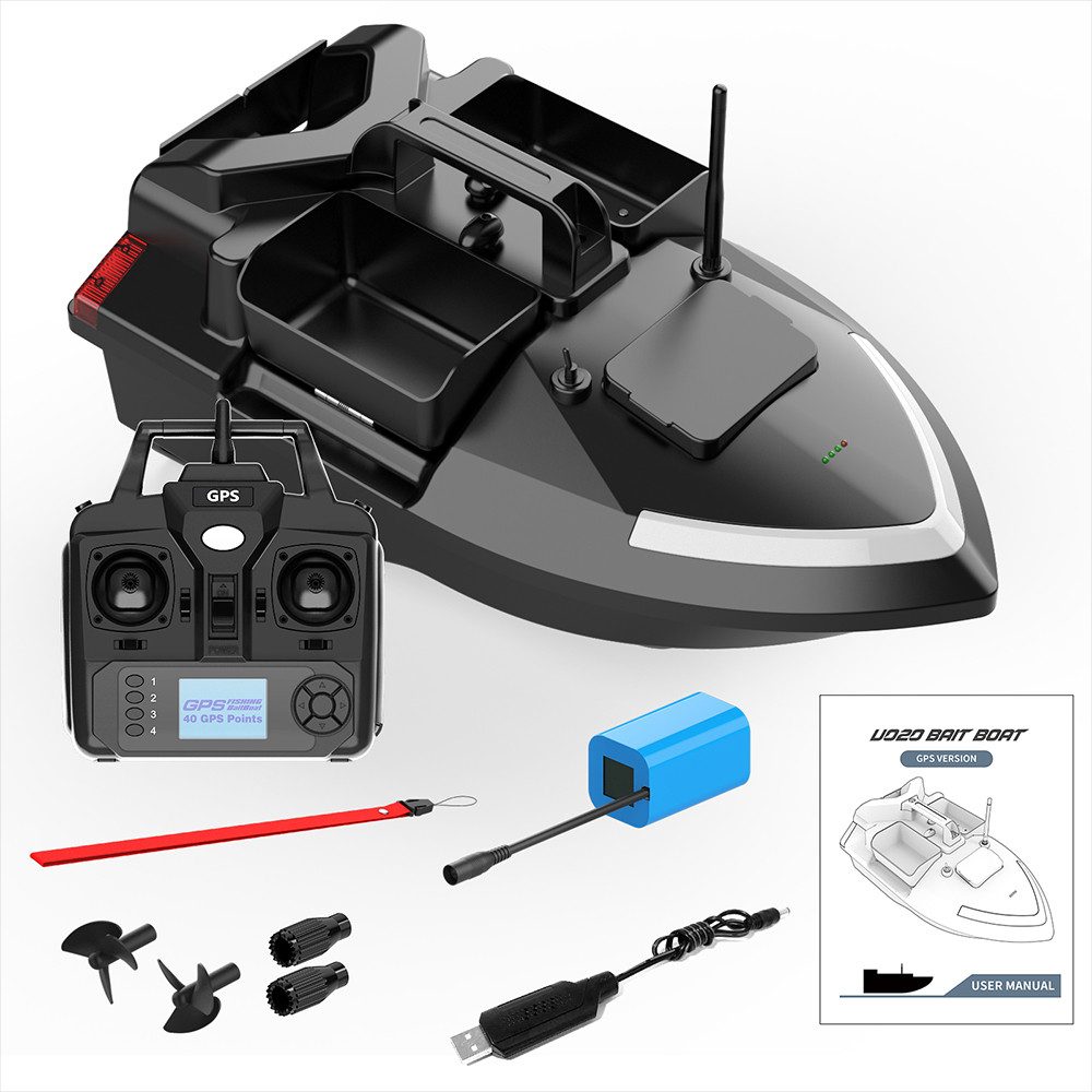 LOKEEVAN RC-Boot V020, GPS mit 40 Speicherpunkten,12.000 mAh Akku & LED-Beleuchtung