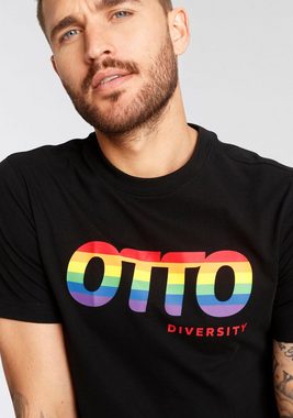 OTTO T-Shirt OTTO Regenbogen Print Diversity GOTS zertifizierte Herstellung