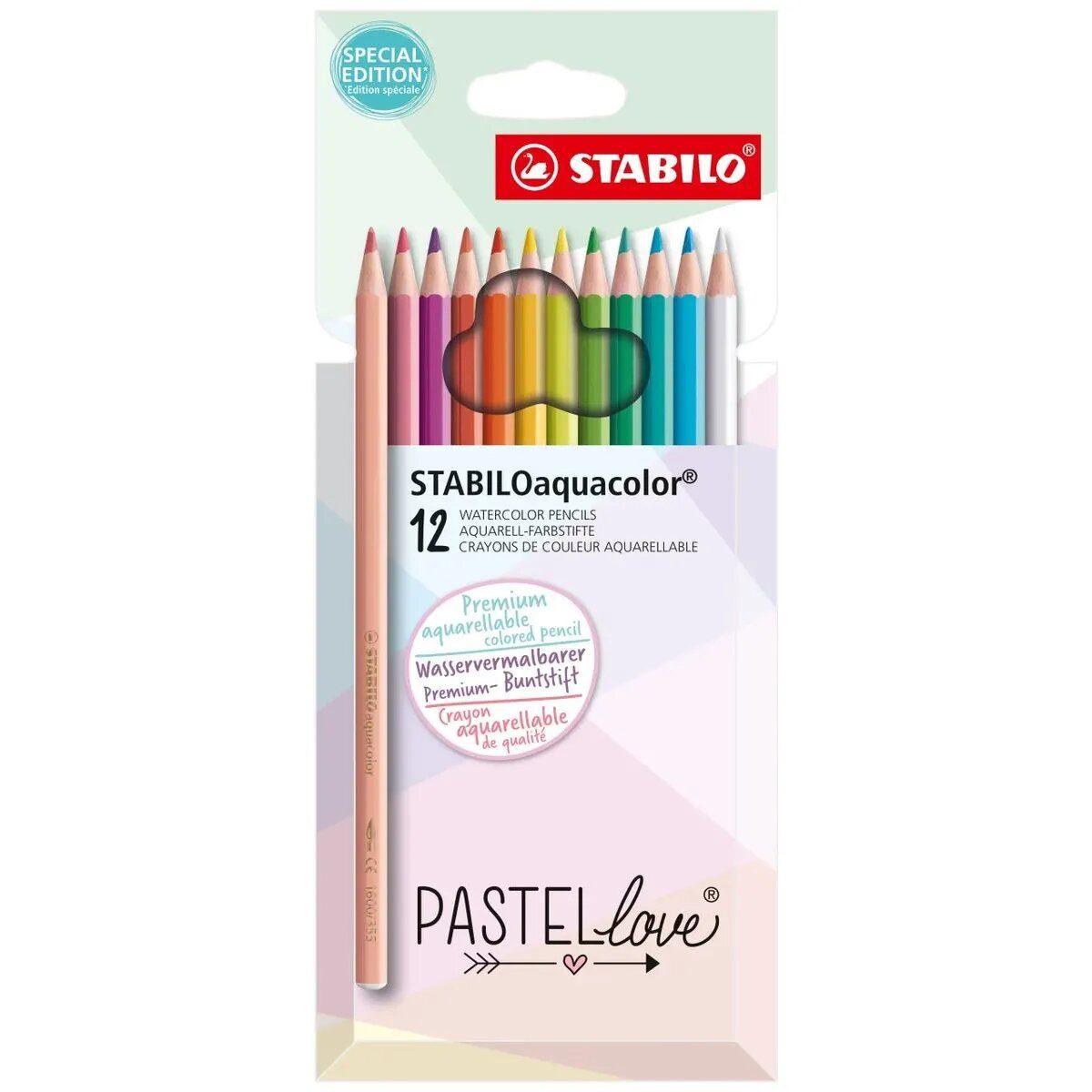 STABILO Fineliner Aquarell-Buntstift STABILOaquacolor Pastellove Set - 12er Pack mit 12
