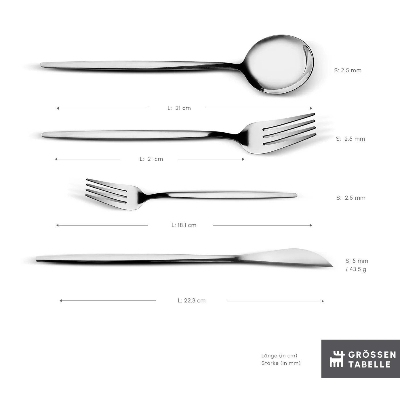 Karaca Besteck-Set Karaca Bella Edelstahl V2 24-tlg Besteckset 6 Pers. Silber