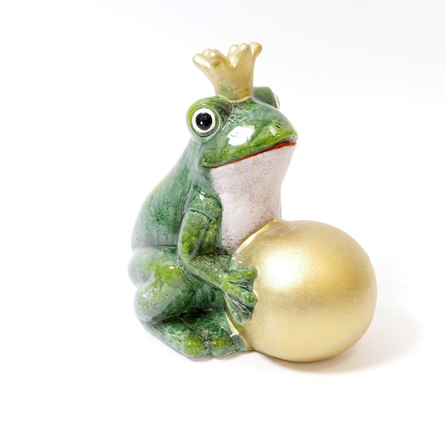 cm grün Kugel goldfarbener mit Dekofigur Froschkönig Dekofigur 22 B&S