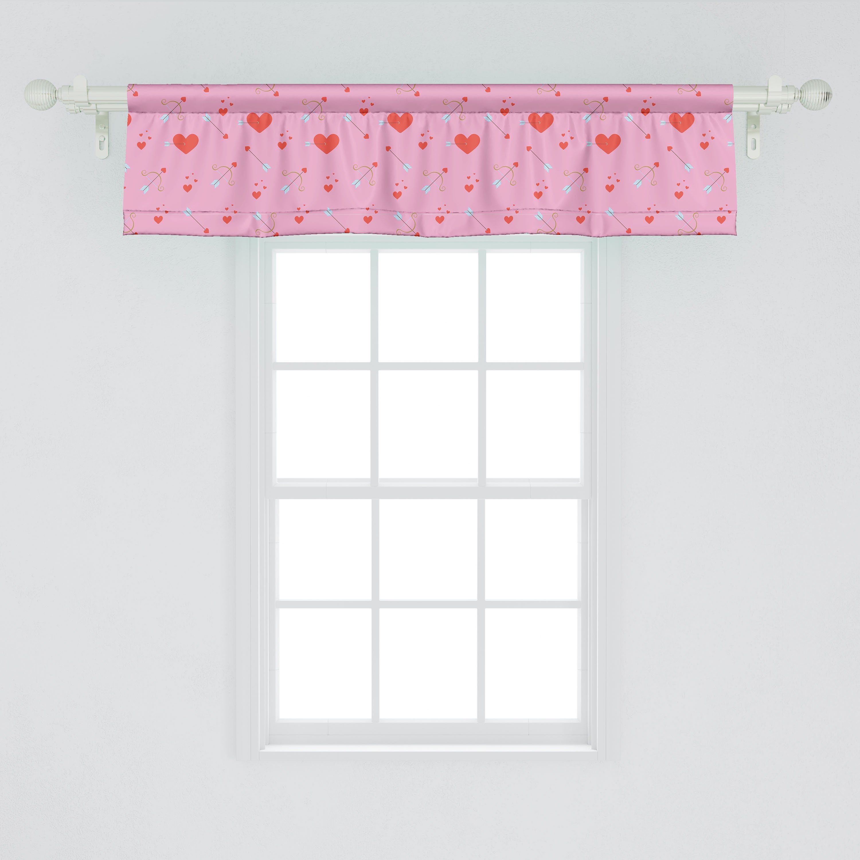Scheibengardine Vorhang Volant für Herzen Küche Amor Schlafzimmer Dekor Abakuhaus, Stangentasche, und Valentinstag Microfaser, mit