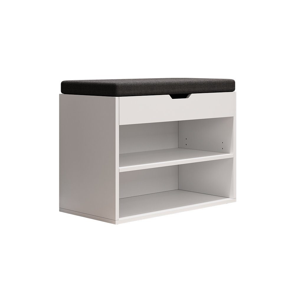 Vicco Schuhbank Titus, Weiß, 60 x 45 cm mit Auflage (1-St), mit Klappdeckel