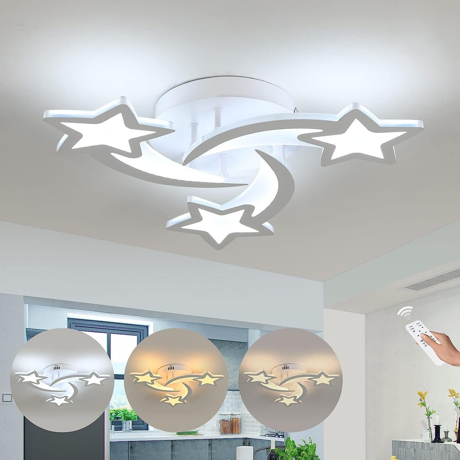 Lampe, LED fest LED integriert mit DOPWii Deckenlampe,Dimmbar Deckenleuchten Fernbedienung,30W Sternenhimmel