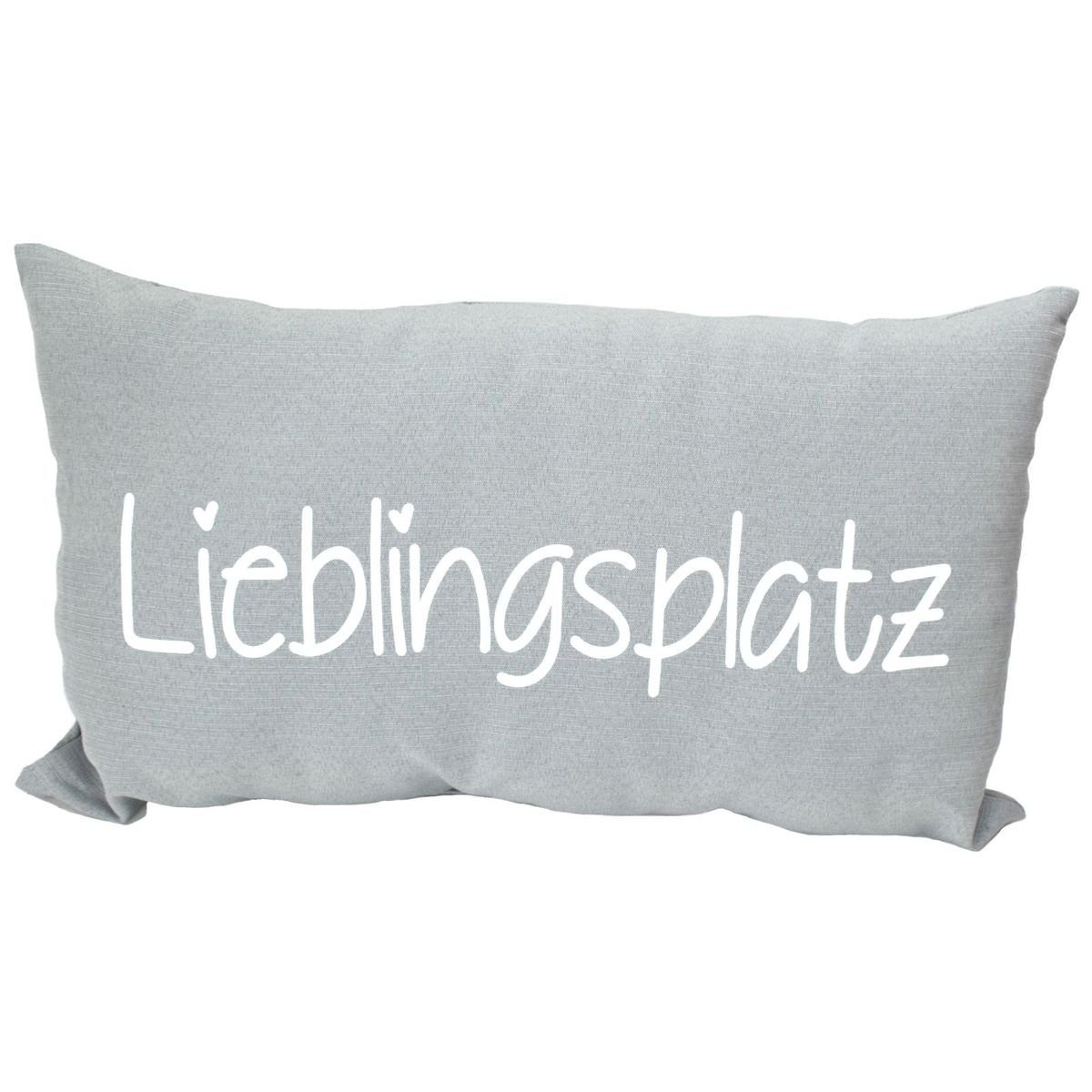 44x22cm "Lieblingsplatz" Garden Polyester Sofakissen grau Sun Kissen Dekokissen Dekokissen