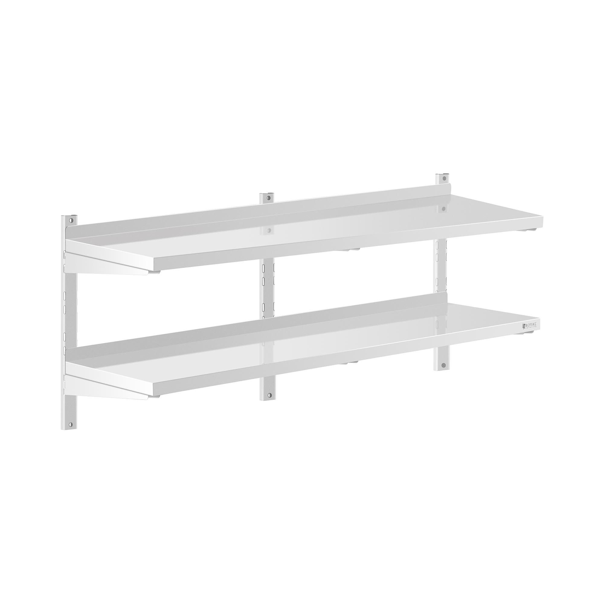 Royal Catering Hängeregal 140 x 40 cm Wandbord Doppel Wandregal Edelstahl Regal 2 Ablagen, verschiedene Größen