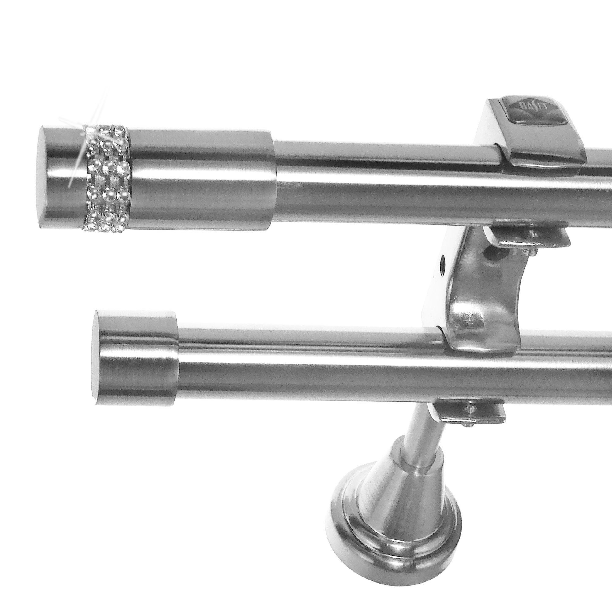 BASIT Gardinenstange Edelstahloptik 20mm mit Wandträgern günstig online kaufen