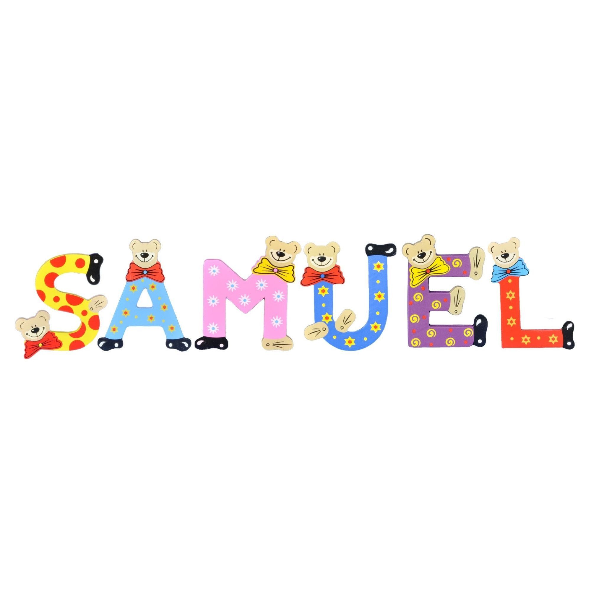Kinder - 6 Holz-Buchstaben SAMUEL (Set, Namen-Set, St), sortiert Deko-Buchstaben Playshoes