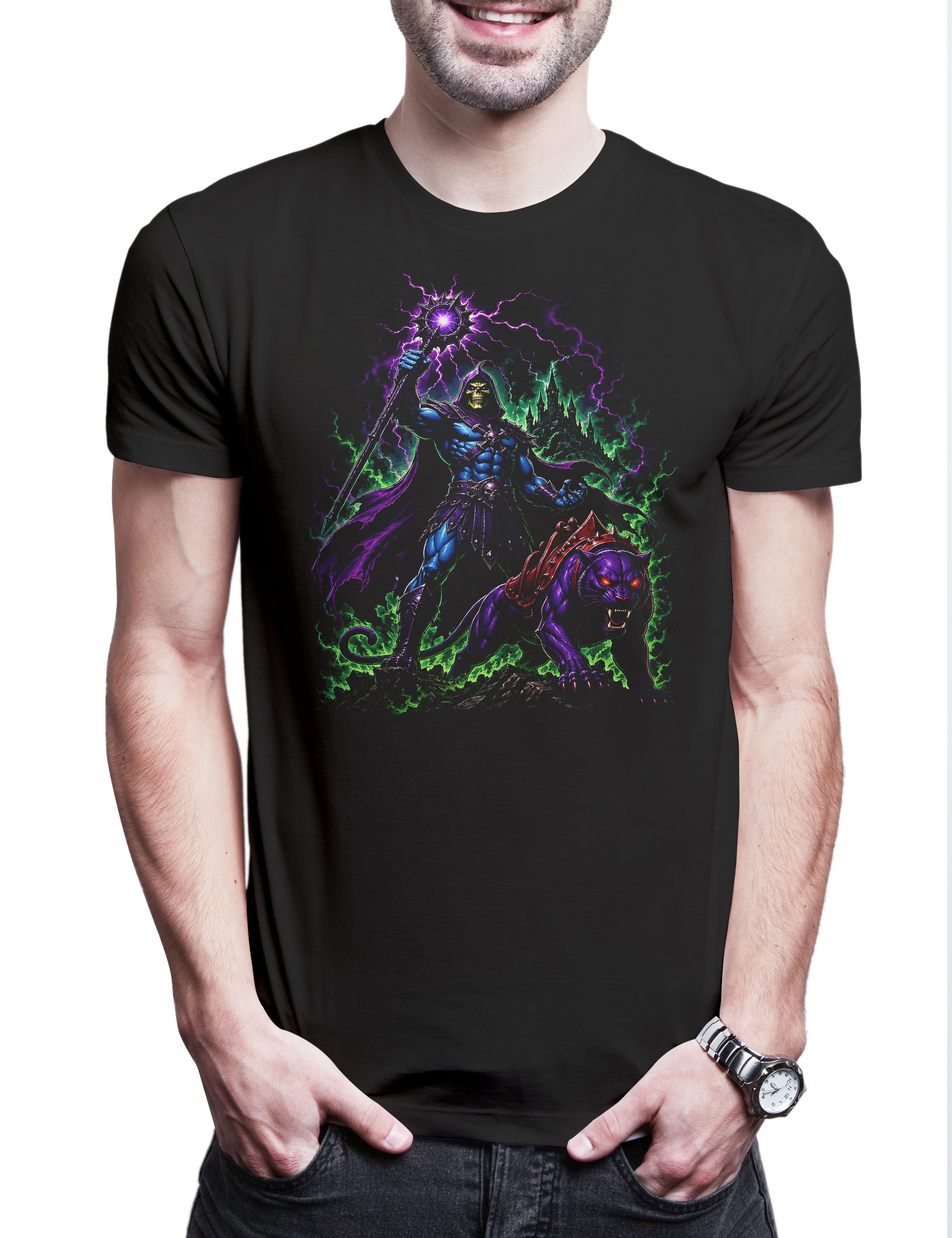 Print-Shirt Skeletor Panthor Herren T-Shirt 80´s Masters Eighties Of Hordak The