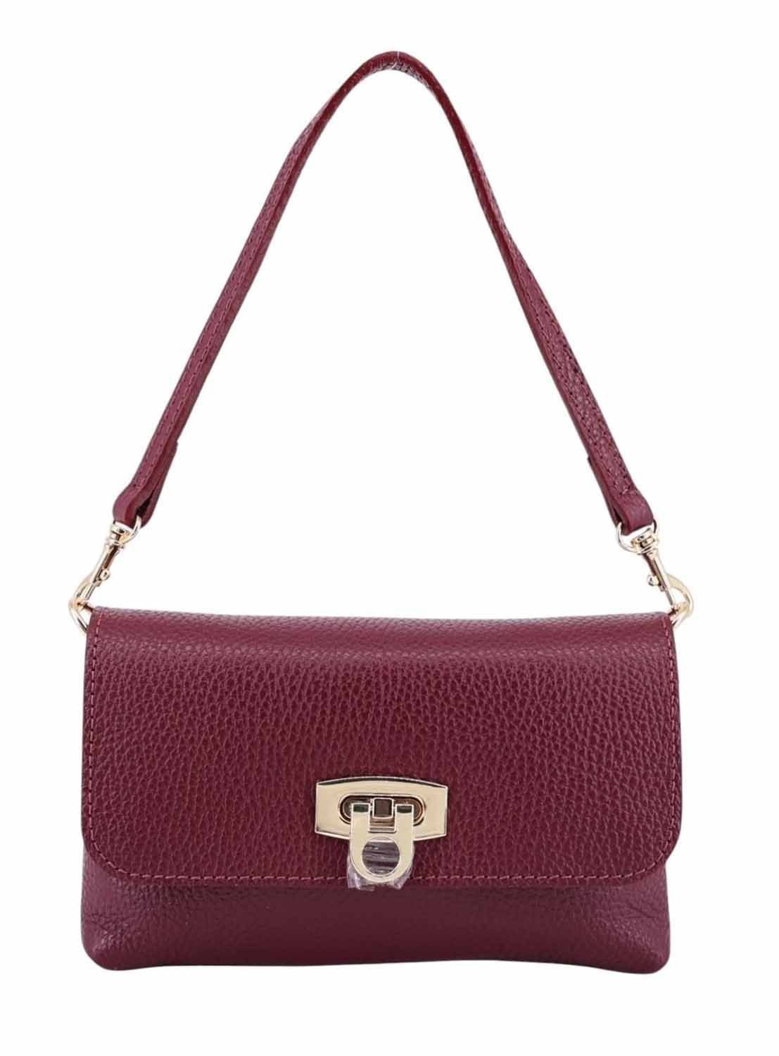 ITALYSHOP24 Schultertasche Made in Italy Damen Leder Tasche Mini Bag Ketten Crossbody Handytasche, Überschlagtasche Clutch Abendtasche Smartphone Handtasche CrossOver