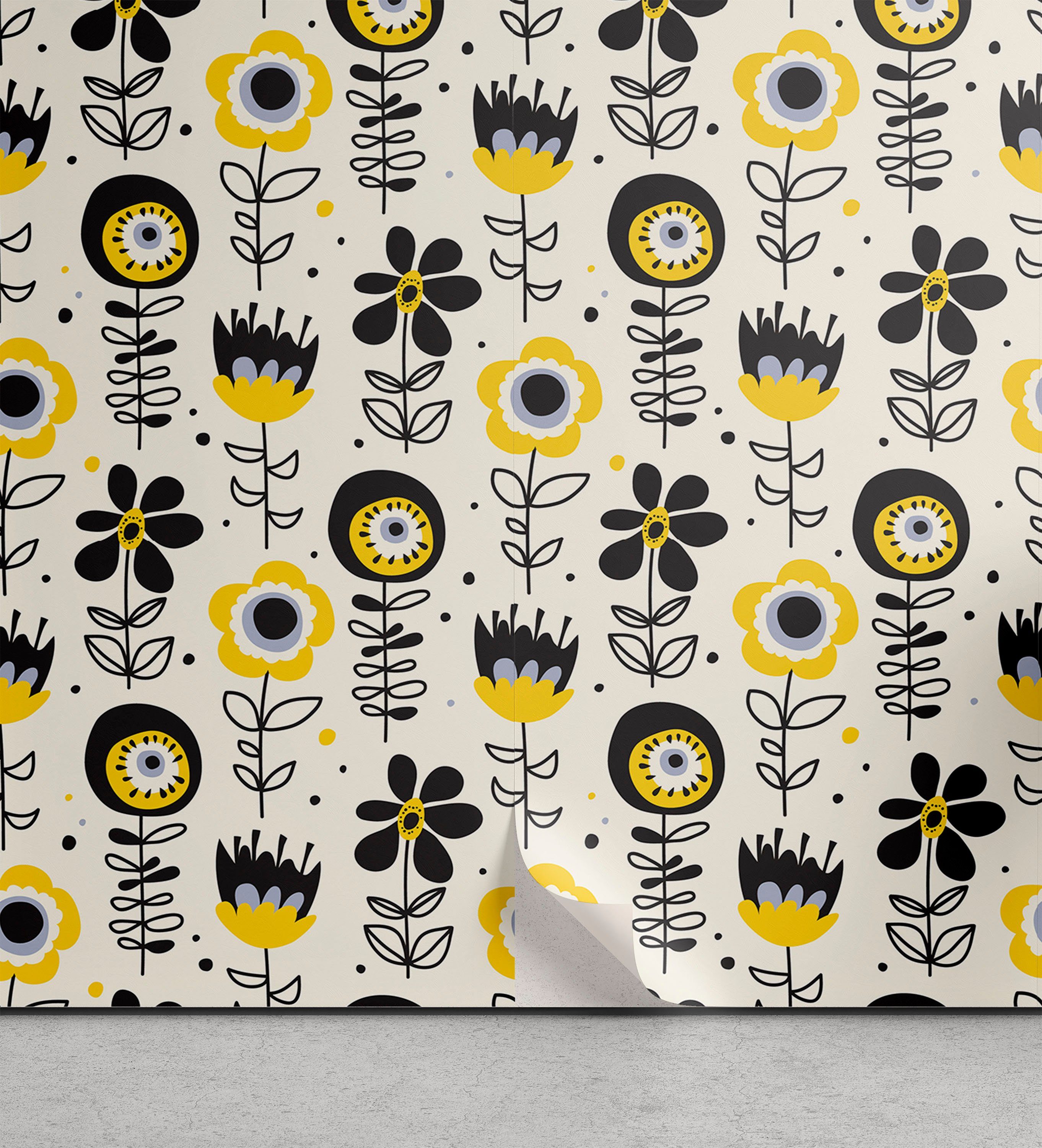Abakuhaus Vinyltapete selbstklebendes Wohnzimmer Küchenakzent, Abstrakt Surreal Design Blumen