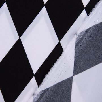 SCHÖNER LEBEN. Stoff Faschingsstoff Polyester Raute weiß schwarz 1,5m Breite
