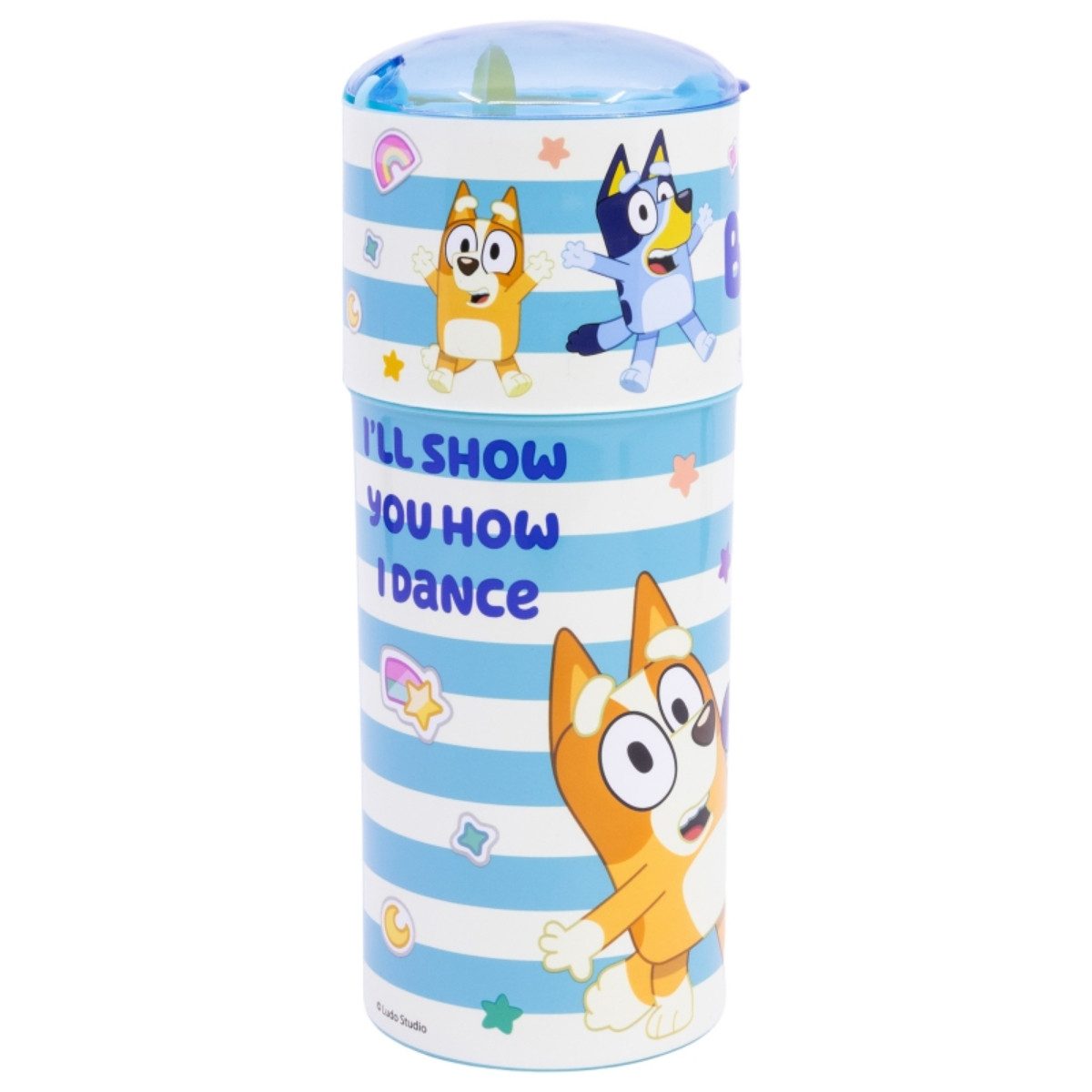 Storline Trinkflasche Bluey Wasserflasche 350ml – aus Kunststoff mit Klapp-Trinköffnung