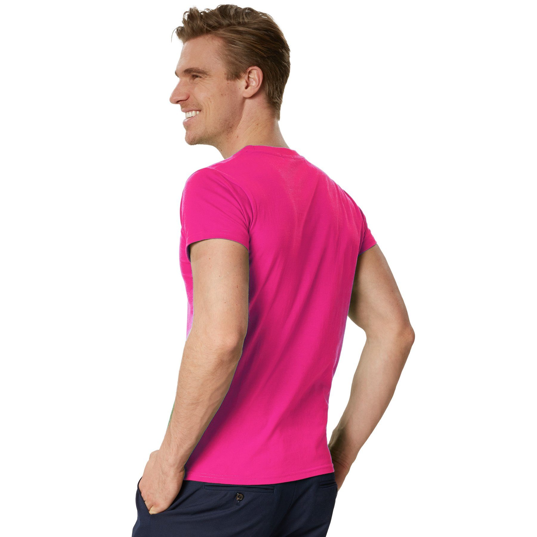 dressforfun T-Shirt Kurzarmtop, Für viele Outfits & Auftritte, Rundhals mit (Freizeitoberteil, Konfektionsgröße XXL in pink) Einfarbiges T-Shirt für Männer, Fes – Bild 4 von 5