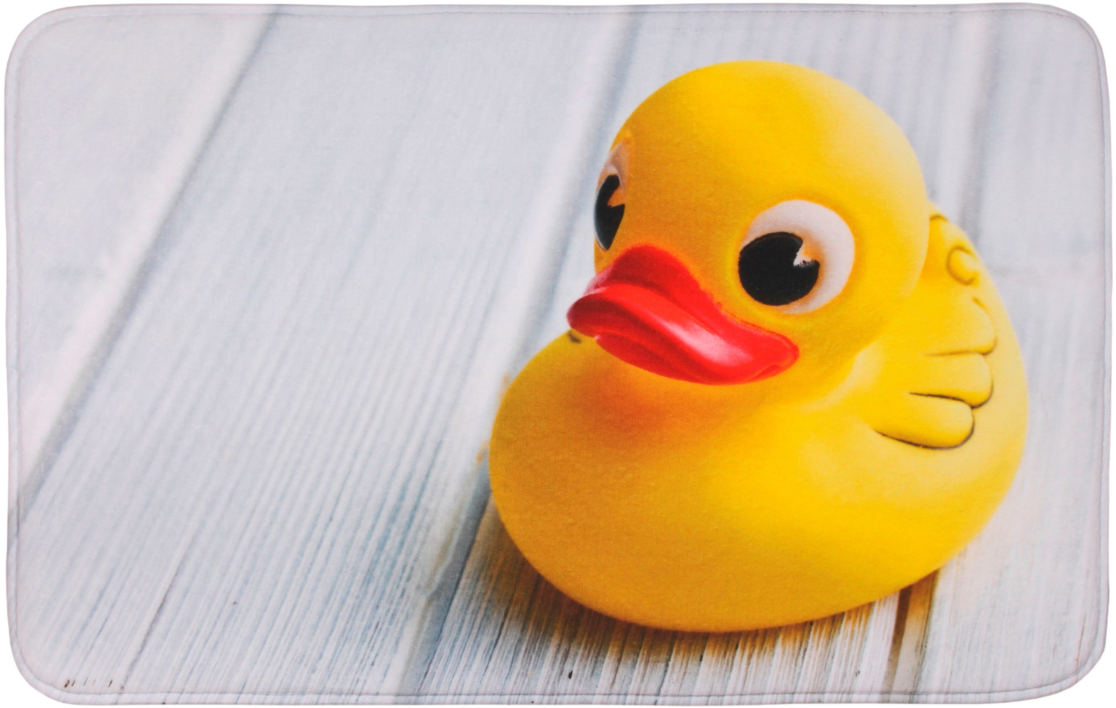 Sanilo Badematte Ente, Höhe 15 mm, schnell trocknend, Polyester, rechteckig, Memory Schaum