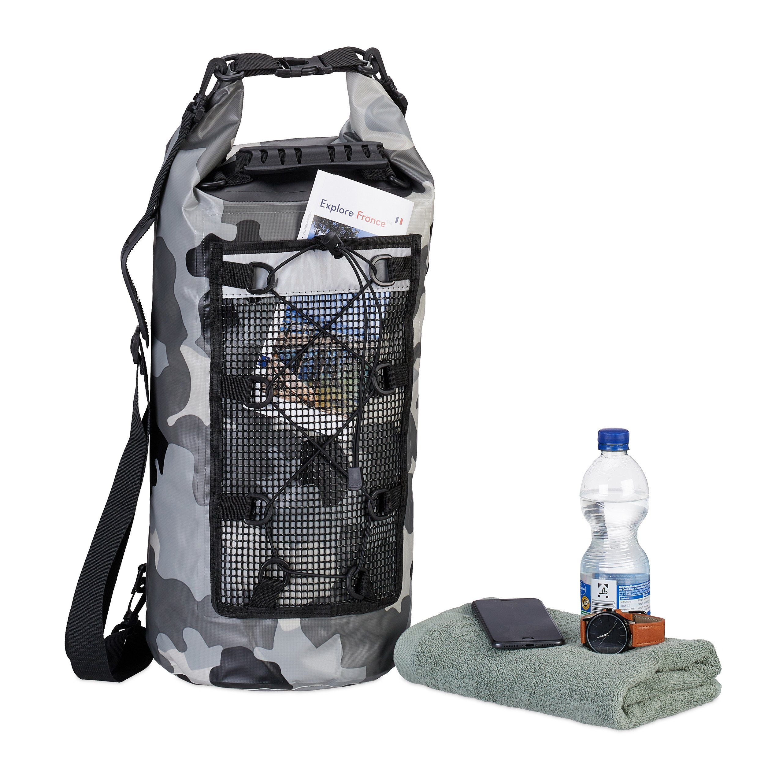 relaxdays Packsack Dry Bag Rucksack 25 Liter