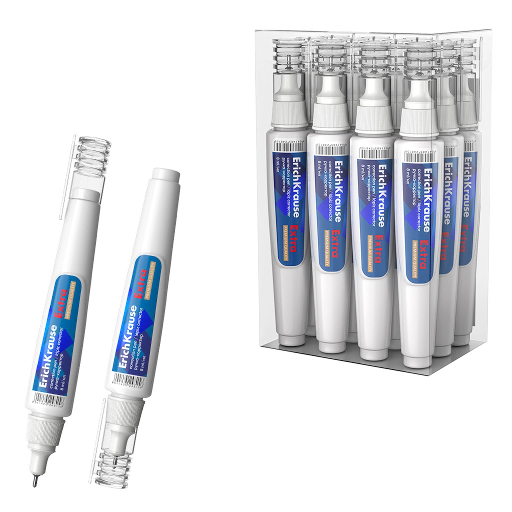 Erich Krause Tintenkiller, Korrekturstift Extra 8ml mit Metallspitze Schnell trocknend 12er Set