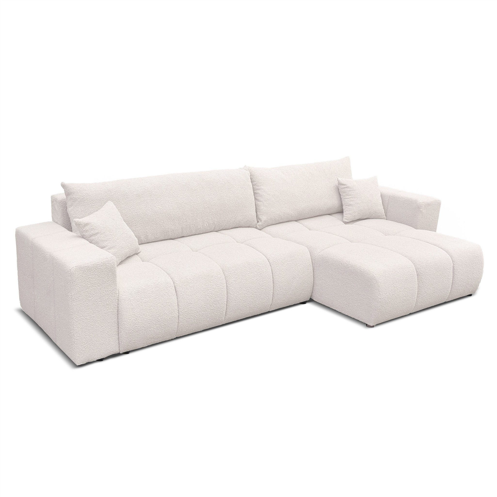 Fun Möbel Ecksofa Schlafsofa ANABEL MAX mit Ottomane Stoff, mit Ottomane Links oder Rechts, Sofa Rücken echt bezogen