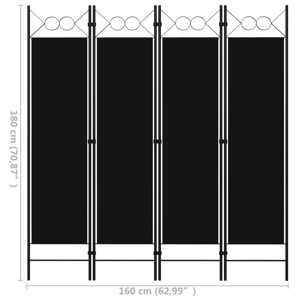 Trennwand 4-tlg Sichtschutz Raumteiler Paravent Wand vidaXL Raumteiler Schwarz Spanische