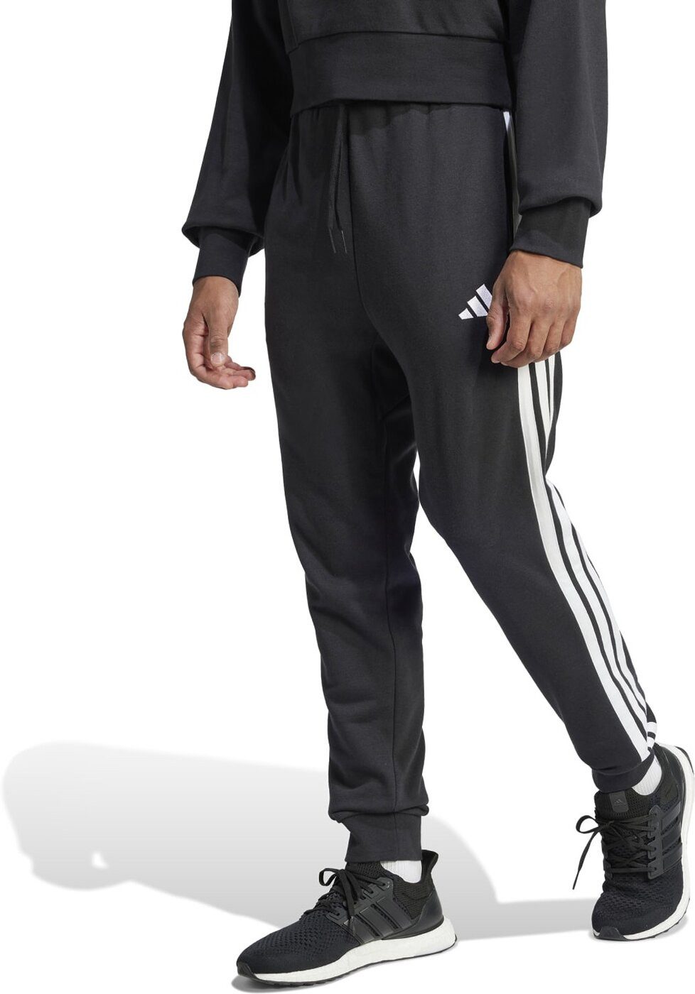 adidas Sportswear Trainingshose Essentials 3-Streifen French Terry Herren Jogginghose schwarz/weiß