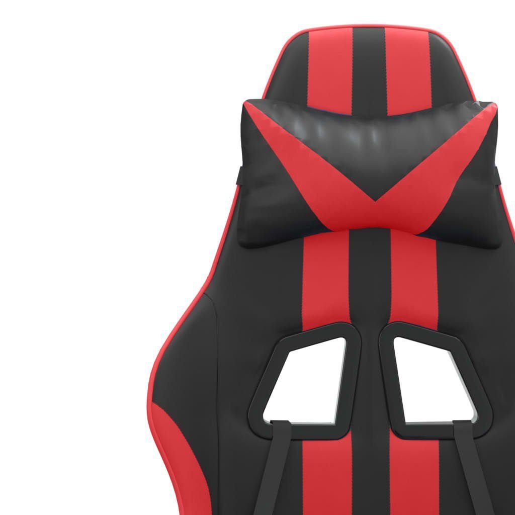 vidaXL Gaming-Stuhl Kunstleder (1 rot Gaming-Stuhl und Schwarz Schwarz mit & Rot St) Fußstütze | Schwarz Drehbar und rot
