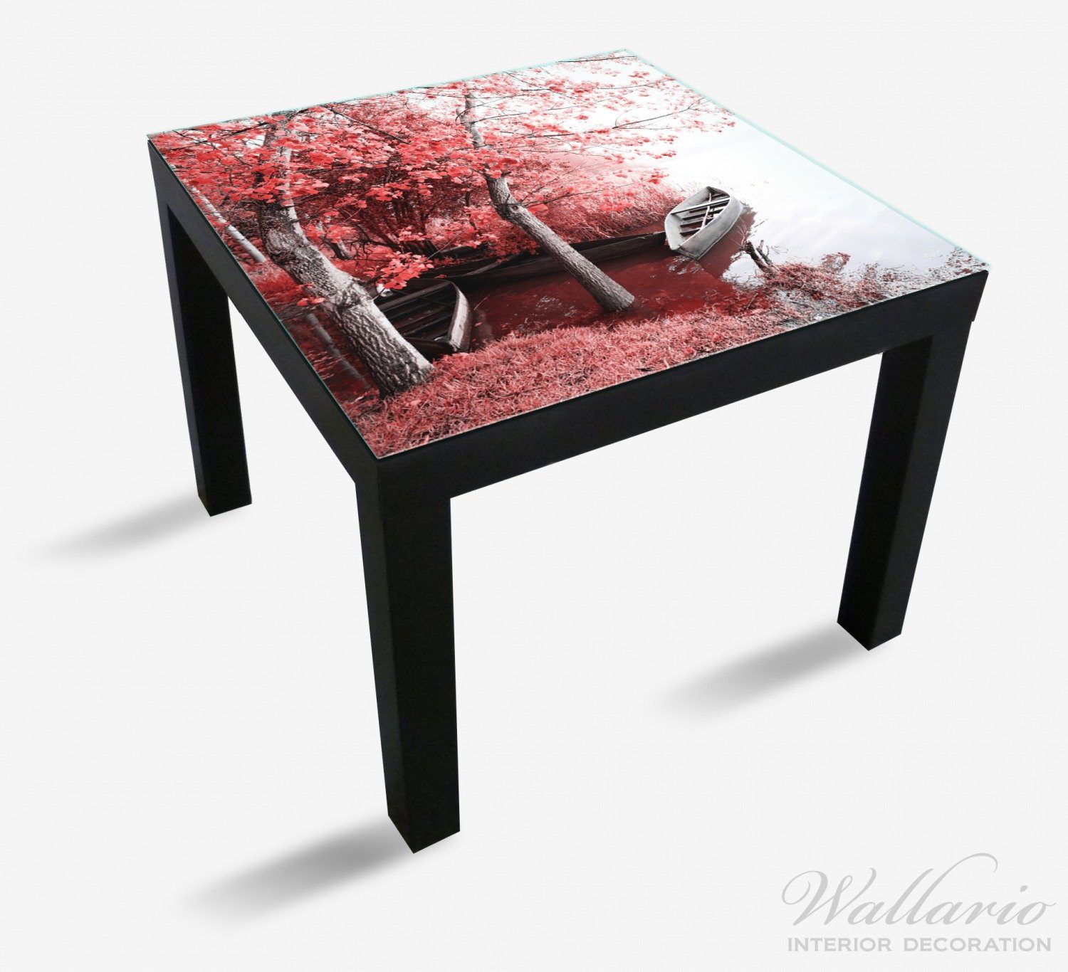 Romantische Bootsanlegestelle rot-weiß (1 Lack Wallario für geeignet Tischplatte Ikea St), in Tisch