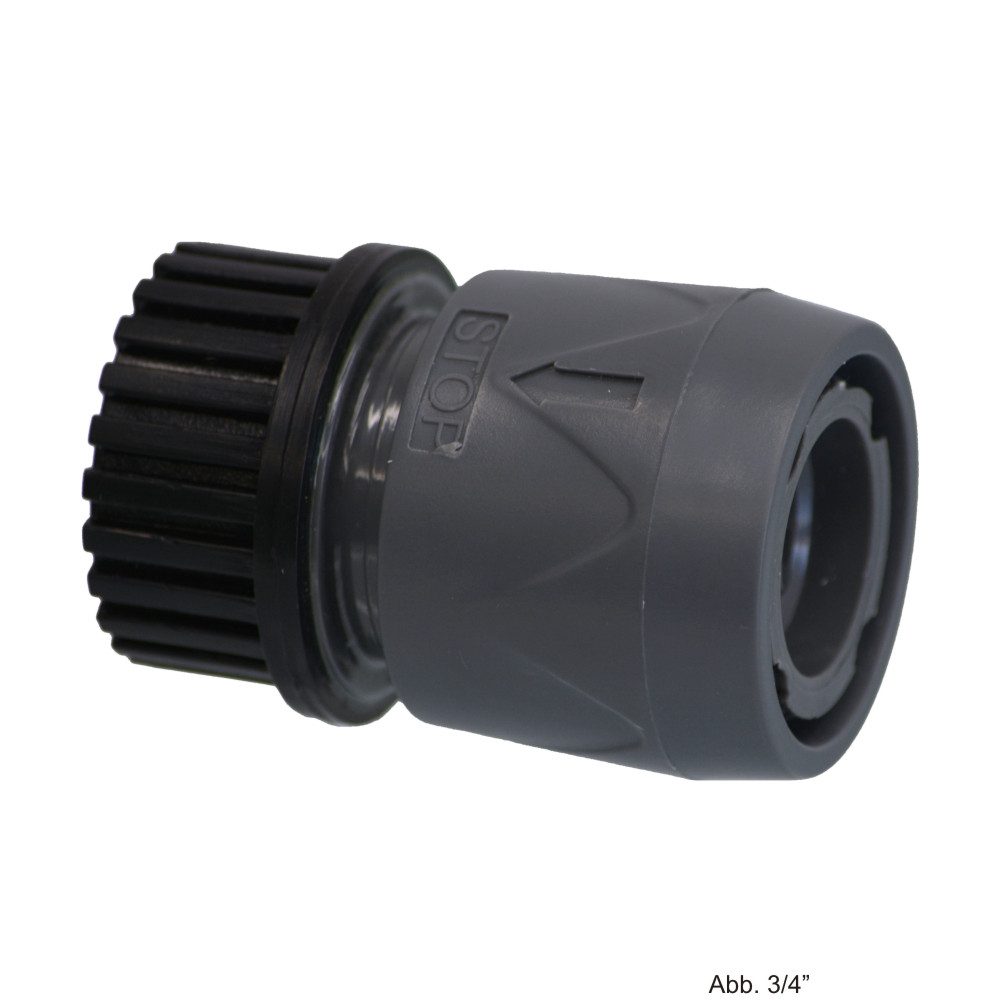 bevo Gartenschlauch PVC-U Hydro-Fit Kupplung mit Wasserstop, IG x Klickmuffe 3/4", Grau/Sc