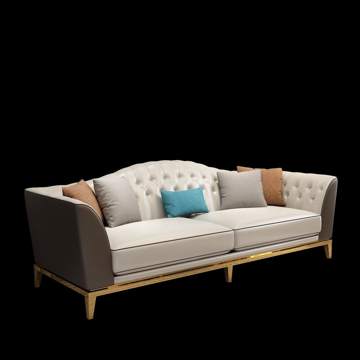 JVmoebel Chesterfield-Sofa Edelstahl Sofa im Chesterfield-Stil mit hochwertigem Lederbezug, Set, Made in Europa