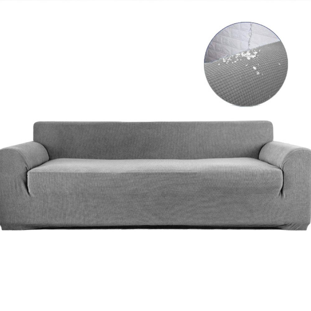 Universal Sofaüberwurf Für 3-Sitzer In Hellgrau - Chenille-Stoff, Elastisch, Maschinenwaschbar