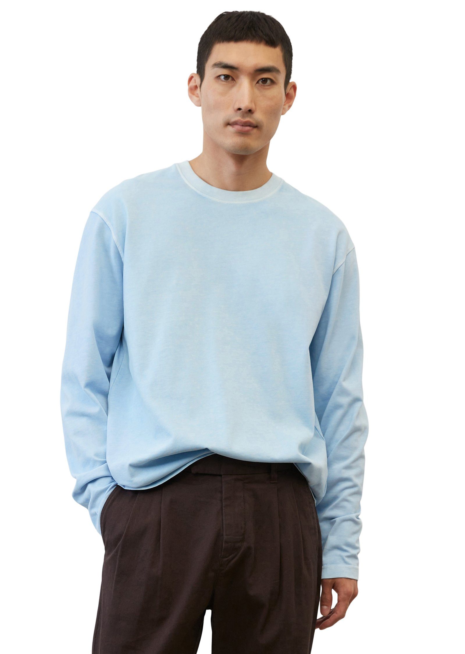 Marc O'Polo Langarmshirt aus softer Bio-Baumwolle blau