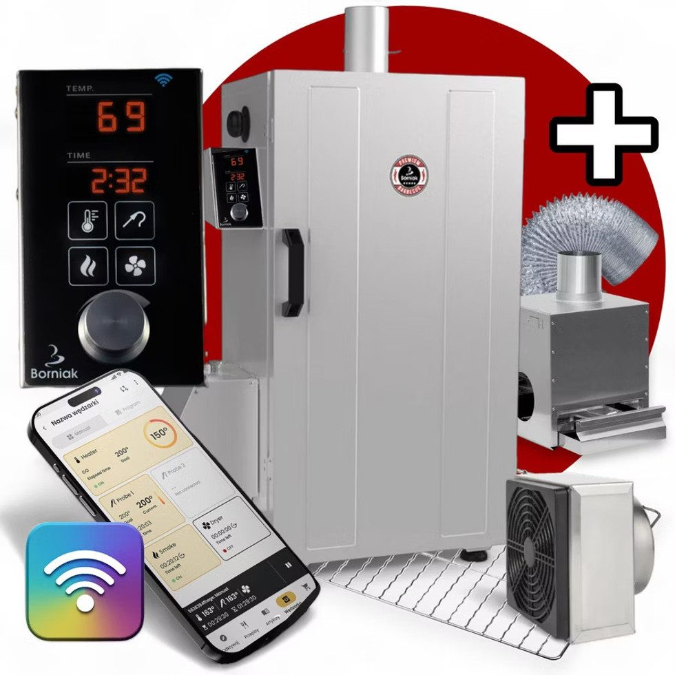 Borniak Räucherofen Borniak Räucherofen BBDSW 70 WLAN WiFi Borcook Sparset edelstahl, 1000,00 W, Räucherofen