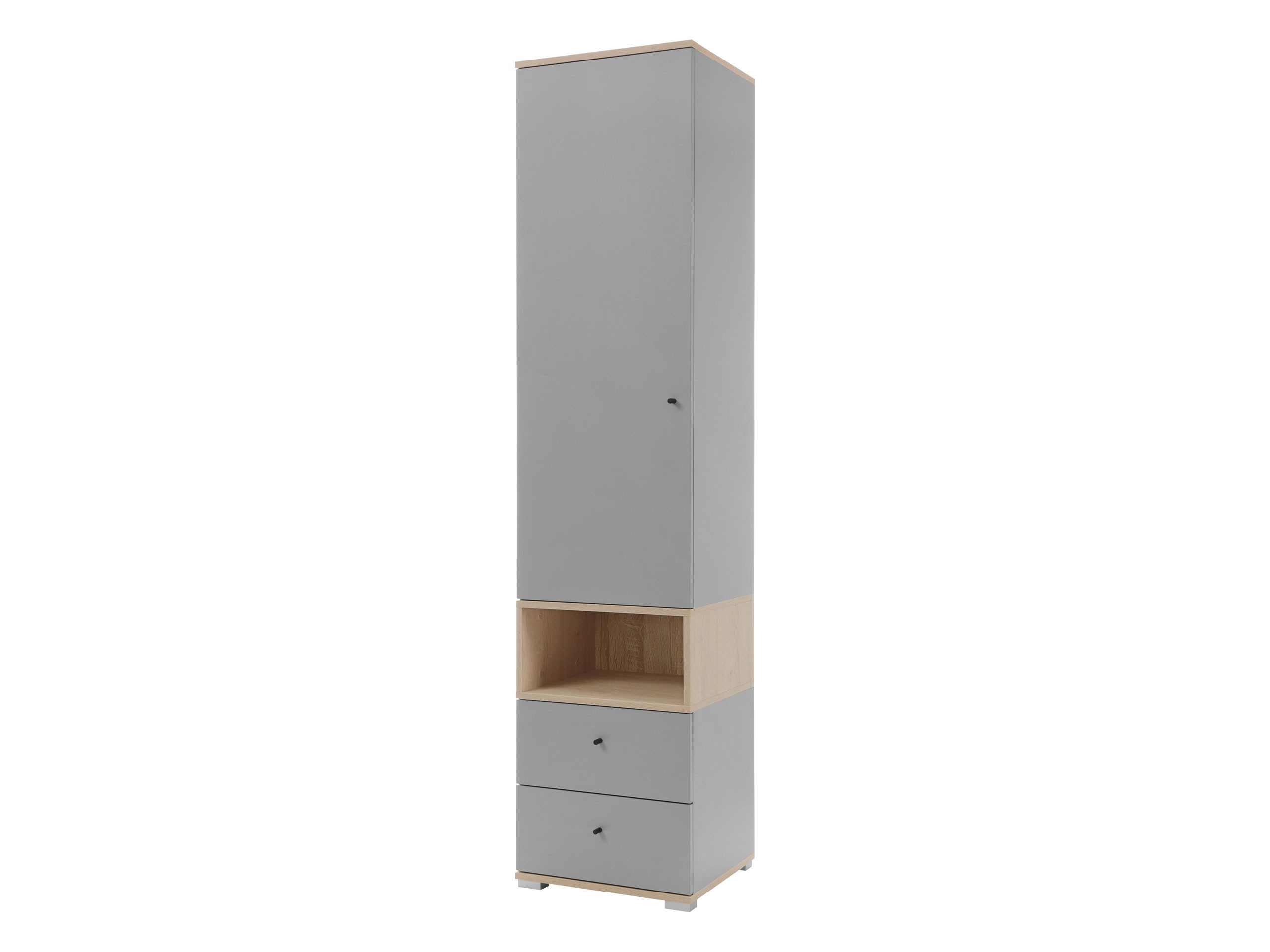 MIRJAN24 Kleiderschrank Oro OR02 (mit Drehtür und zwei Schubleden) Metallgriffe, 45x40x195 cm