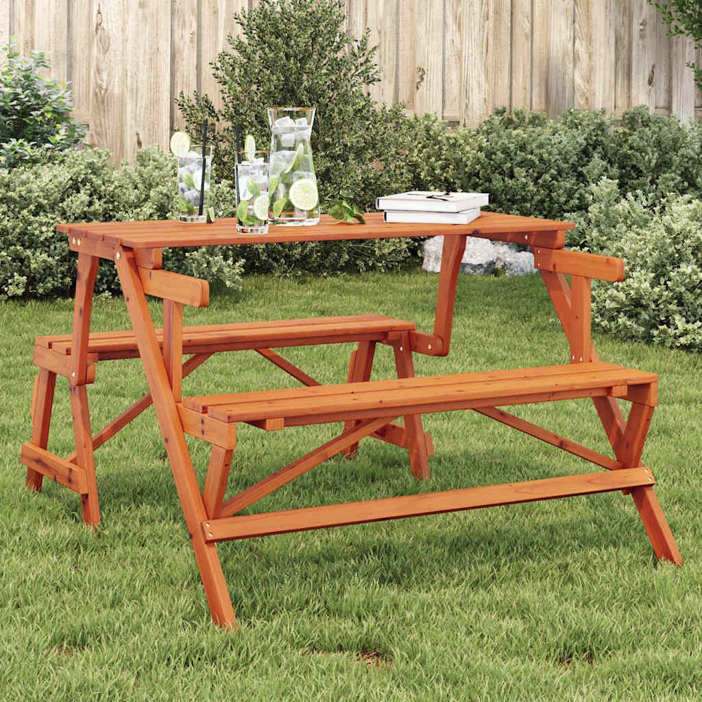 vidaXL Gartentisch Picknicktisch mit Bänken 2-in-1 Massivholz Tanne (1-St)