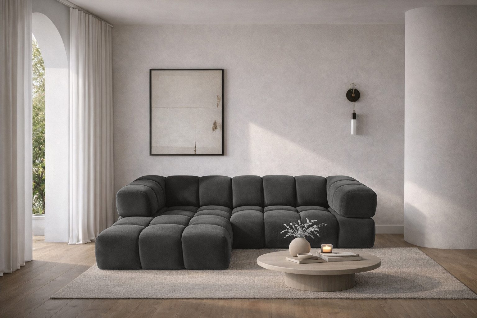 Kaiser Möbel Ecksofa luxuriöses Velours-Sofa im Stoff Bluvel modernes AVERRO, Premium-Velours Bluvel,Weiche abgerundete „Bubble“-Formen