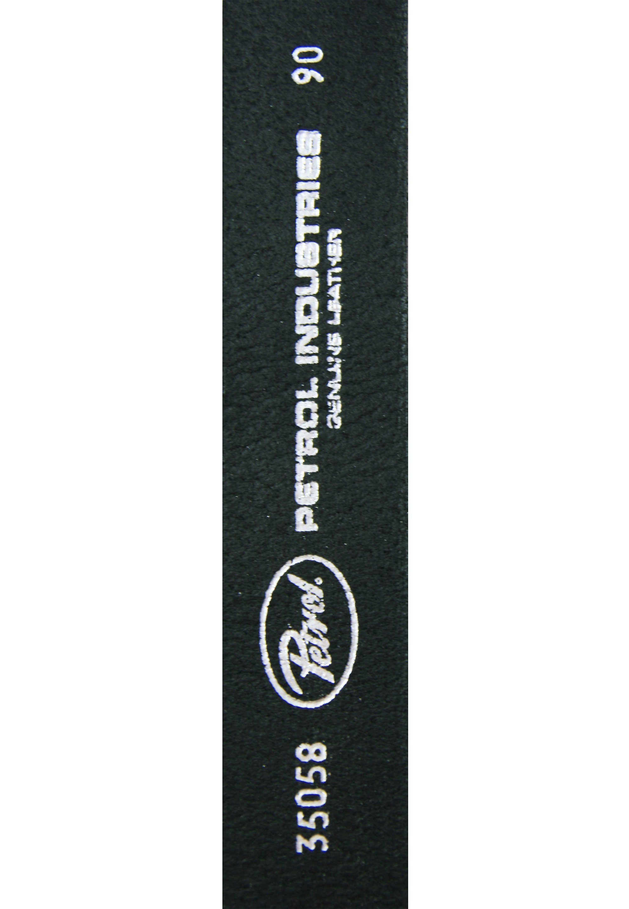 Ledergürtel schwarz markanter mit Petrol Industries Reptilien-Prägung