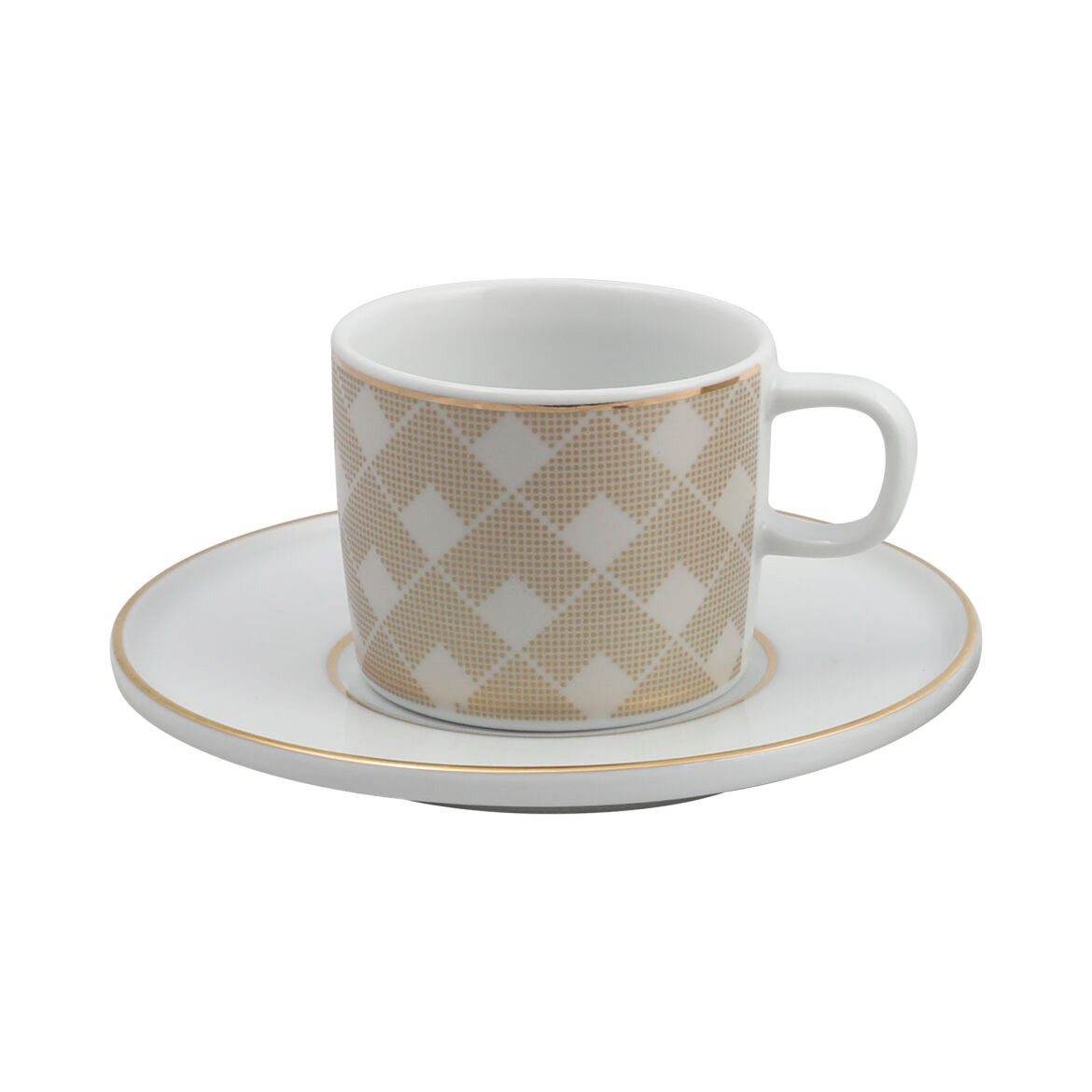 GÜRAL Porselen Kaffeeservice MENTAL (4-tlg), 2 Personen, Porzellan, Elegantes braunes Dekor, robust und praktisch