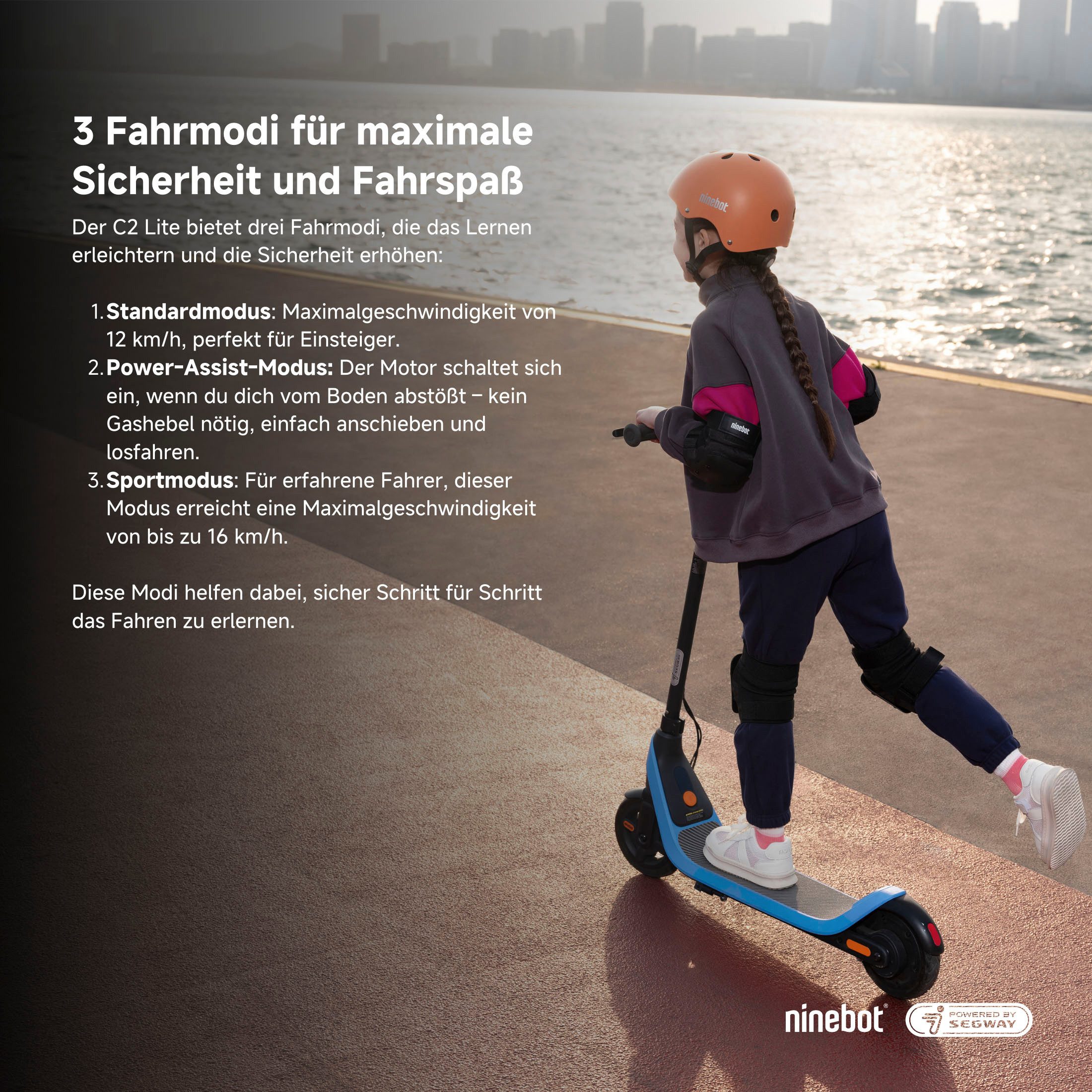 Segway E-Scooter KickScooter C2 Lite, 16 km/h, Ninebot E-Scooter, up to 14 km range