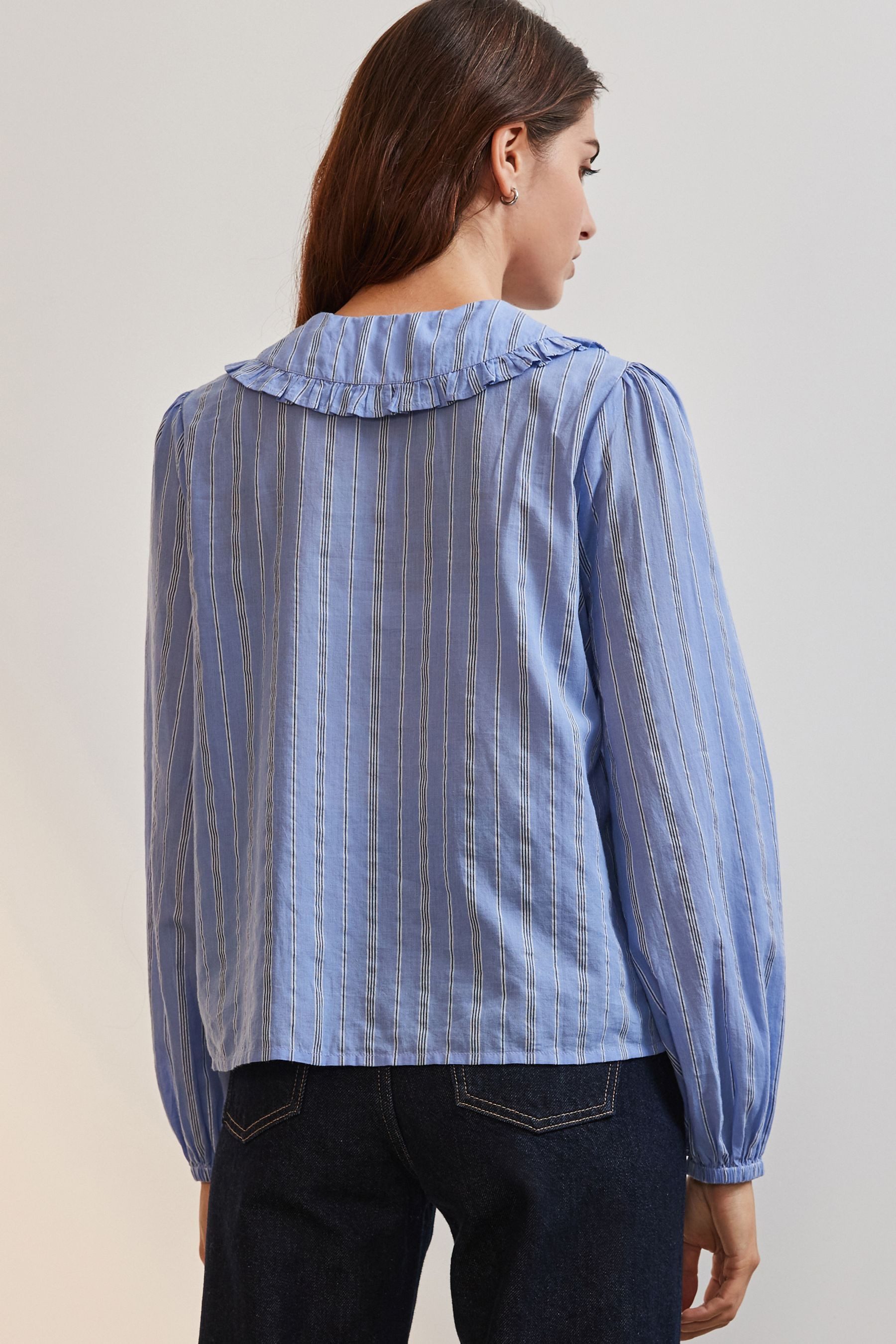 Next Langarmbluse Langärmelige Bluse mit Kragen aus 100% Baumwolle (1-tlg) günstig online kaufen